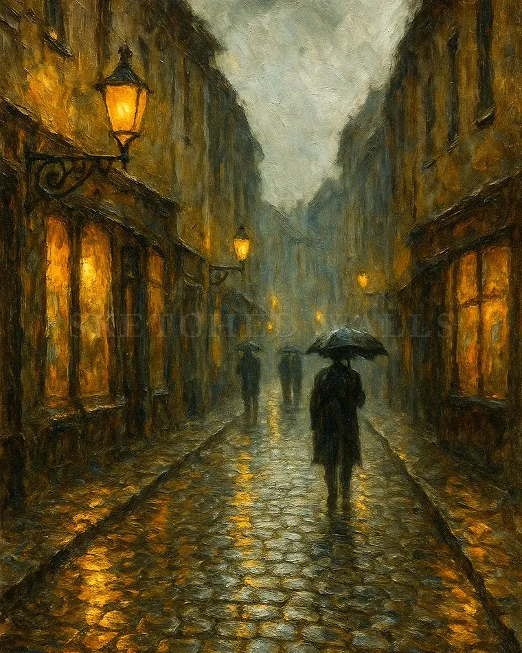 Moody city impressionism print